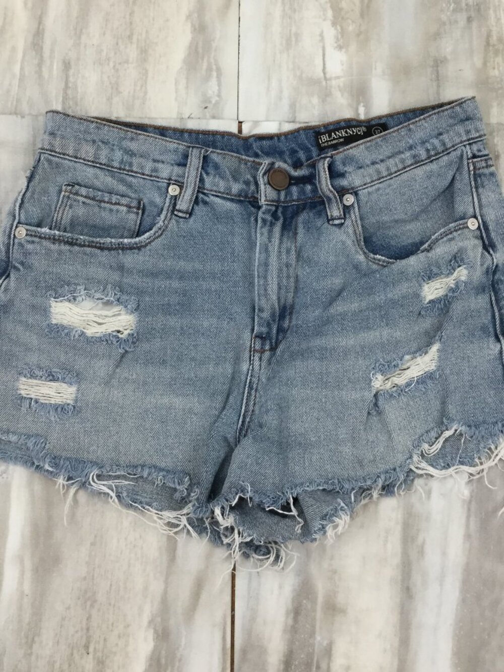 Blank NYC The Barrow Cut Off Distressed Denim Shorts 27